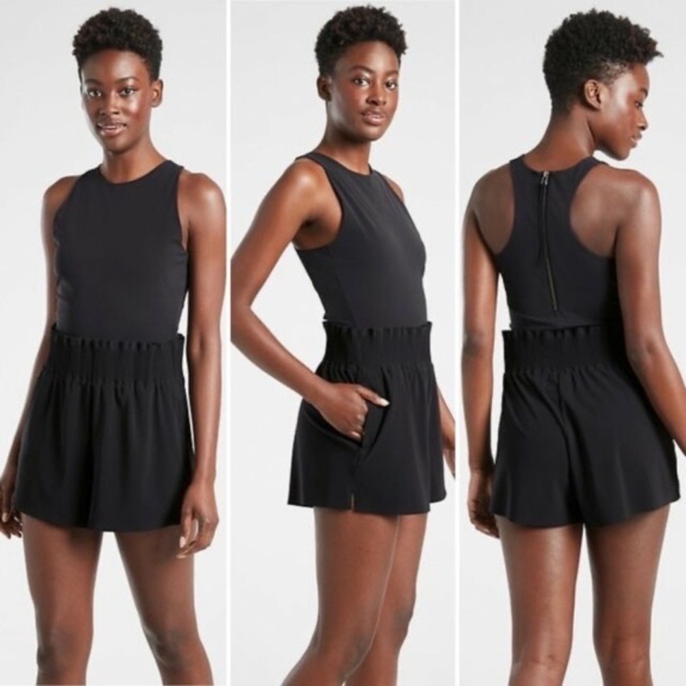 Athleta Cosmic Flutter Romper Black Sz XXS